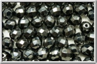 B�hm. Glasschliffperle, feuerpol., 8mm, hematite, metallic, 10 Stk.